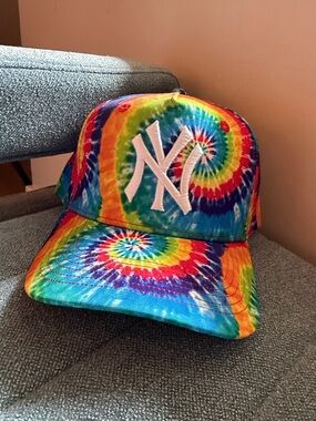 Tie-Dye Baseball Cap with White NY Logo - Rainbow